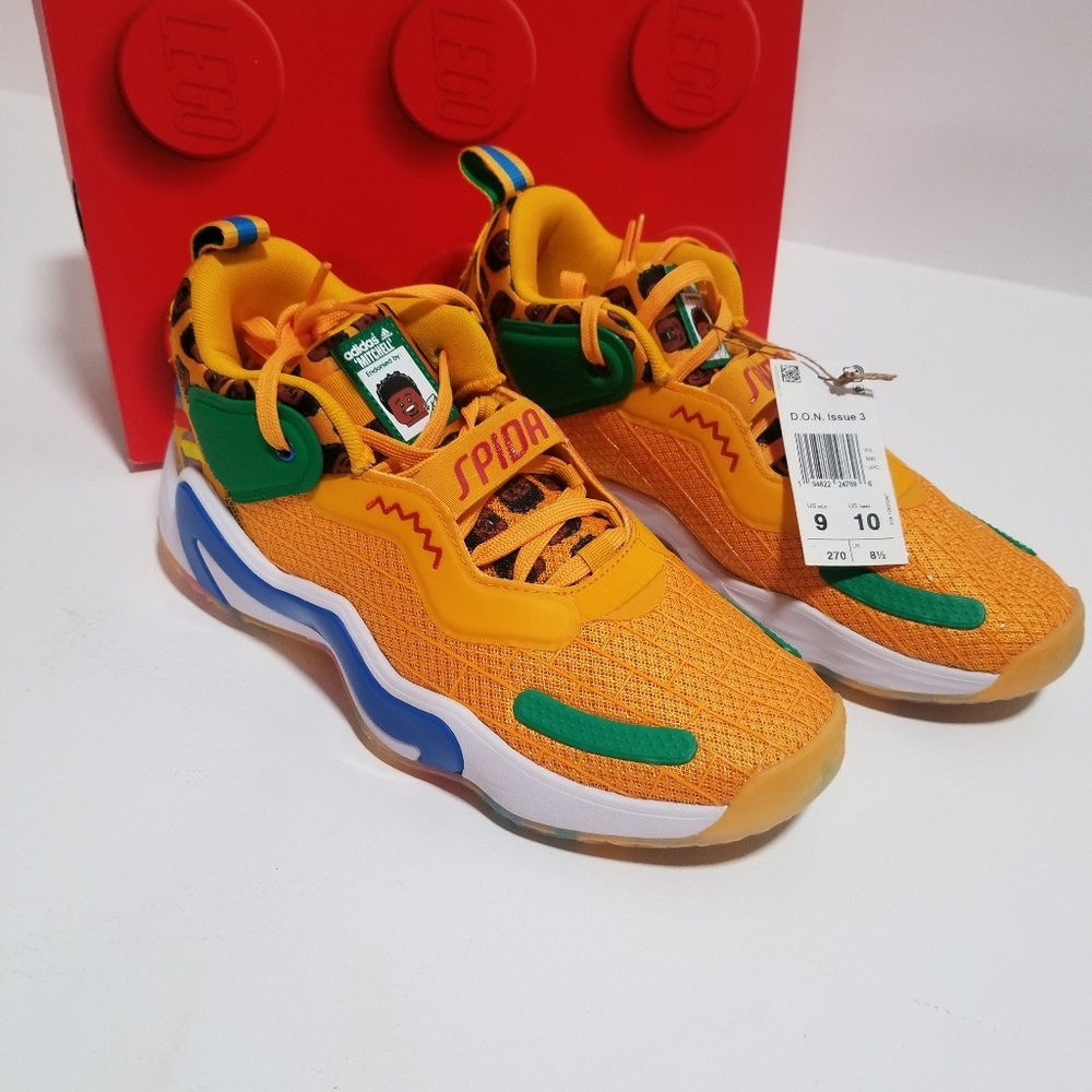 New Adidas x D.O.N issue 3 size 10 basketball yellow with green and blue